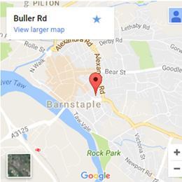 The location of our Pine Furniture showroom in Barnstaple, North Devon